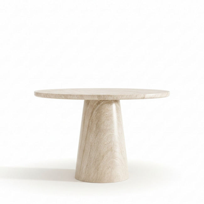 Danli - Table à manger ronde effet travertin ø110cm