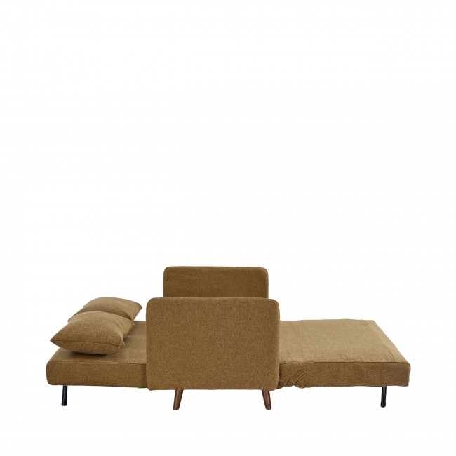 Belushi - Canapé convertible 2 places en tissu pieds bois foncé