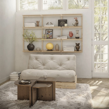 Flip - Canapé convertible 2,5 places en tissu et bois