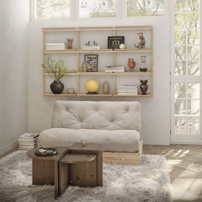 Flip - Canapé convertible 2,5 places en tissu et bois