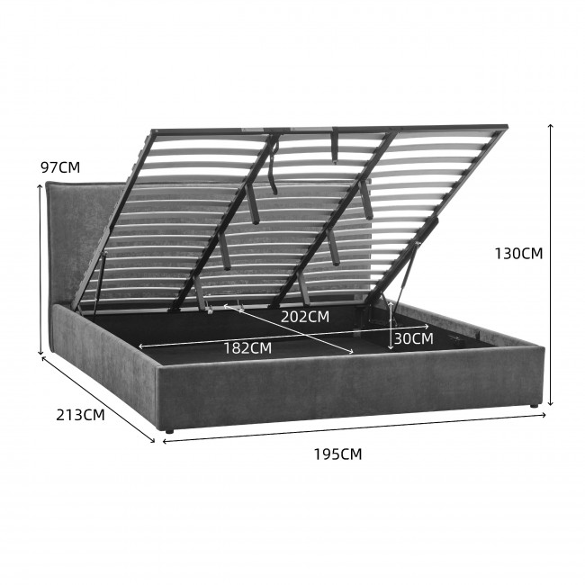 Cama -  Lit coffre en tissu 180x200cm