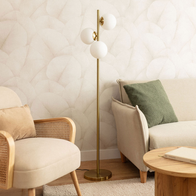 Kano - Lampadaire avec 3 points lumineux en verre H148cm
