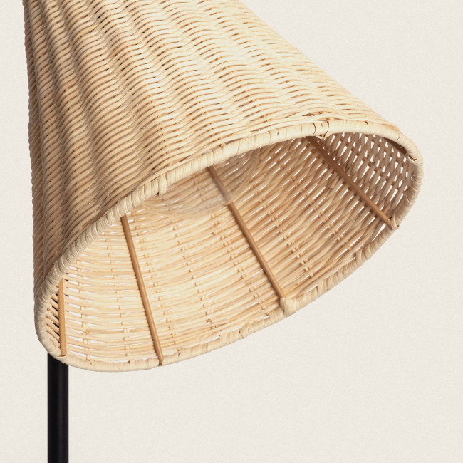 Rio - Lampadaire en métal avec abat-jour en rotin H151cm