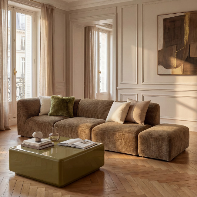 Noor - Chauffeuse pour canapé modulable en velours côtelé 