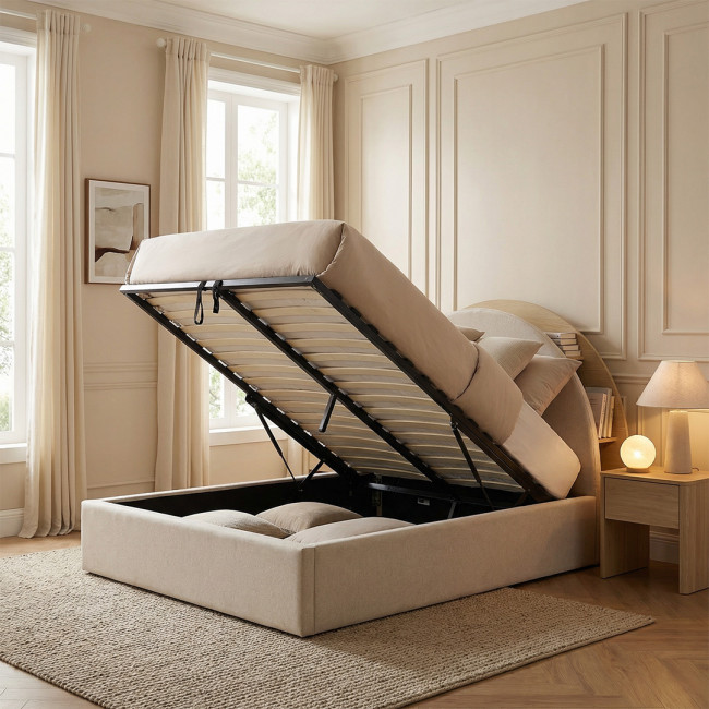 Brie - Lit coffre en tissu avec rangements intégrés 160x200cm