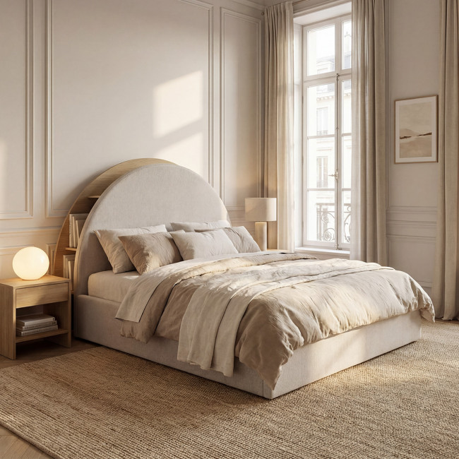 Brie - Lit coffre en tissu avec rangements intégrés 160x200cm