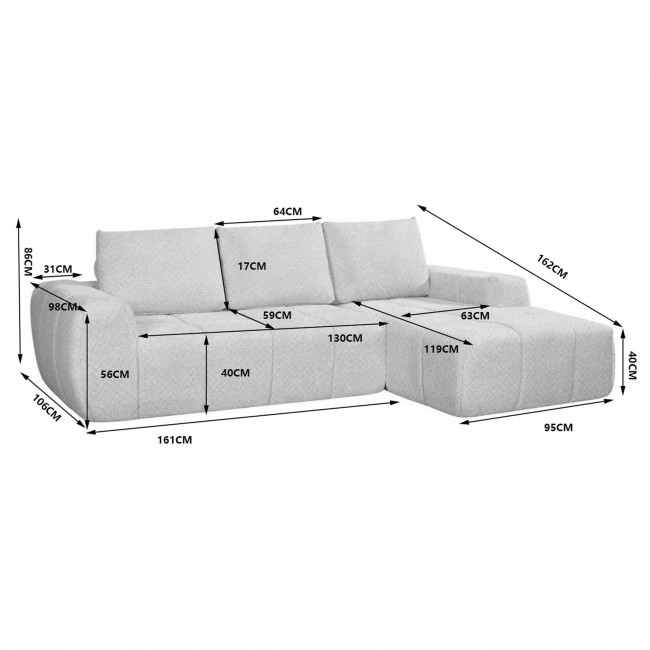 Louis - Canapé d'angle droit en tissu
