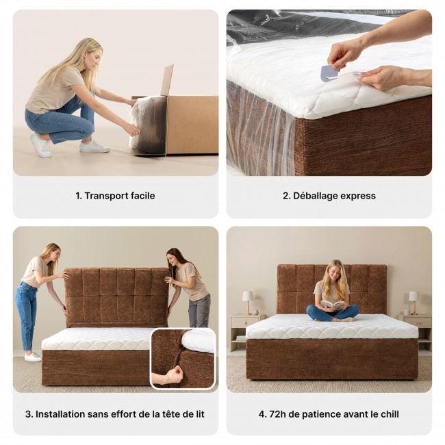 Air Nest - Lit complet boxspring en tissu 140x190cm