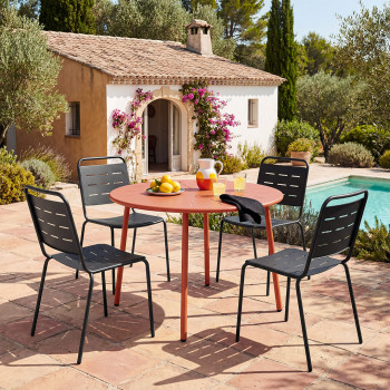 Aria - Lot de 4 chaises de jardin en métal