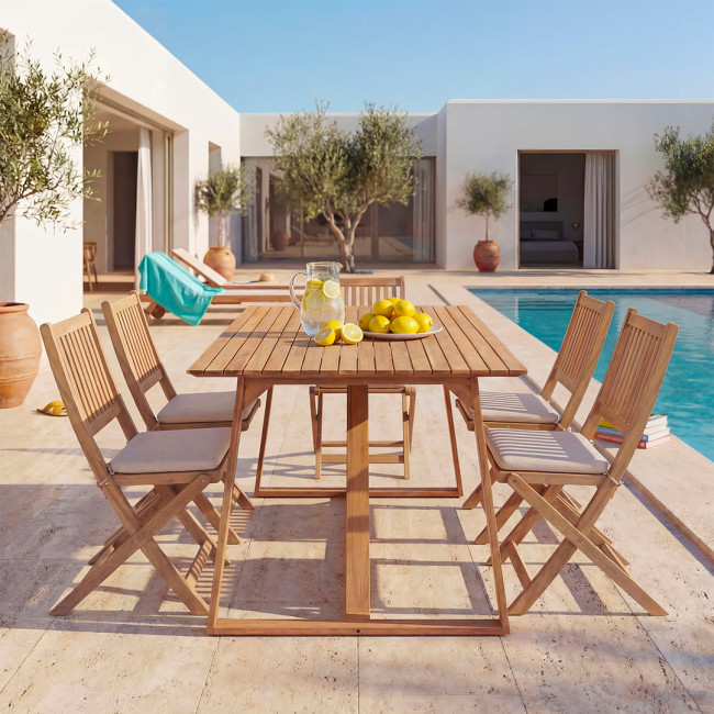 Ava - Table à manger de jardin 6 personnes en bois