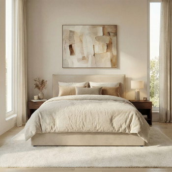 Cama -  Lit coffre en tissu 180x200cm