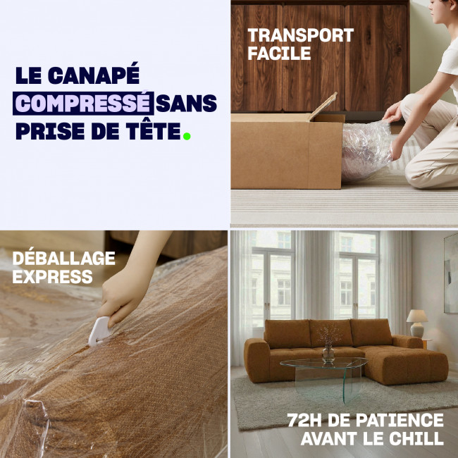 Louis - Canapé d'angle droit en tissu