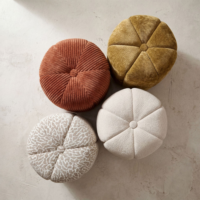 Flower - Pouf rond en velours côtelé ø38cm
