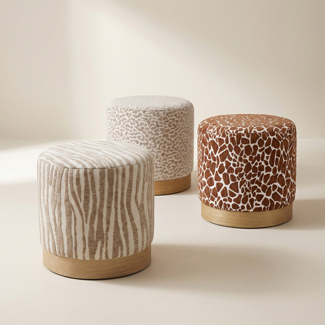 Wild - Pouf rond en tissu imprimé animal ø40cm