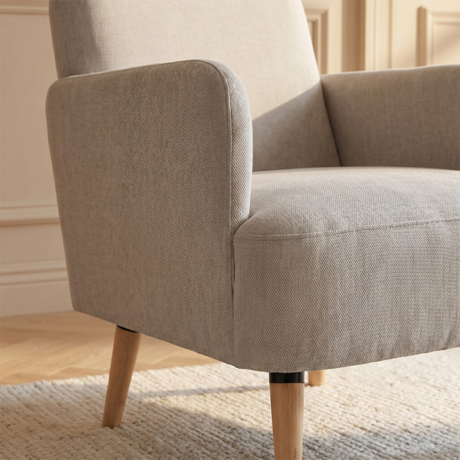 Brooks - Fauteuil rétro en tissu pieds bois clair