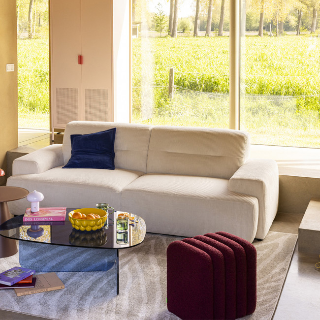 Leto - Pouf rembourré en tissu bouclette