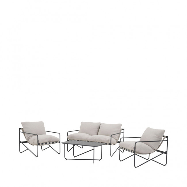 Zeno - Salon de jardin 4 places en acier traité