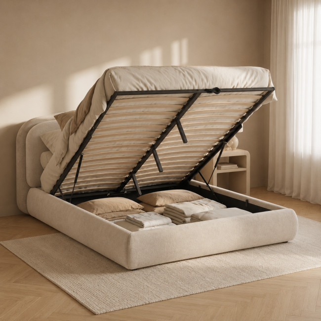 Claudie - Lit coffre en tissu 160x200cm