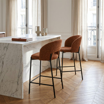 Soren - Lot de 2 chaises de bar en tissu et métal H65cm