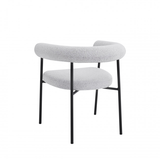 Olympe - Lot de 2 fauteuils de table en tissu bouclette et métal