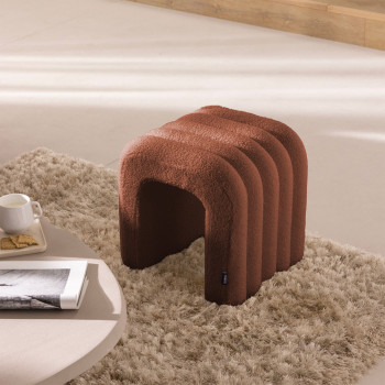Mui - Lot de 2 tabourets rembourrés en tissu bouclette