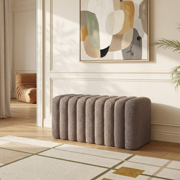 Leto - Banc rembourré en tissu bouclette L79cm