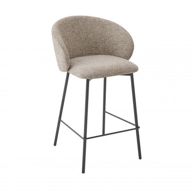 Valom - Lot de 2 tabourets de bar en tissu et métal H66cm