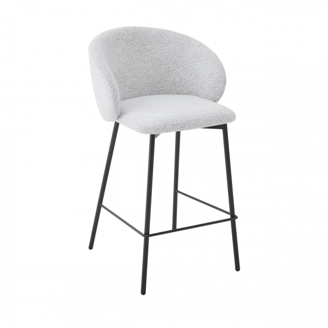 Valom - Lot de 2 chaises de bar en tissu bouclette et métal H66cm