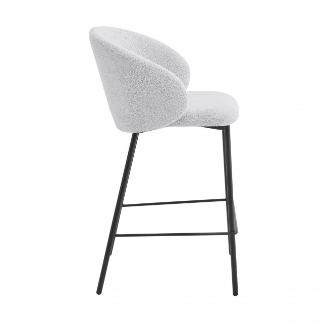 Valom - Lot de 2 chaises de bar en tissu bouclette et métal H66cm