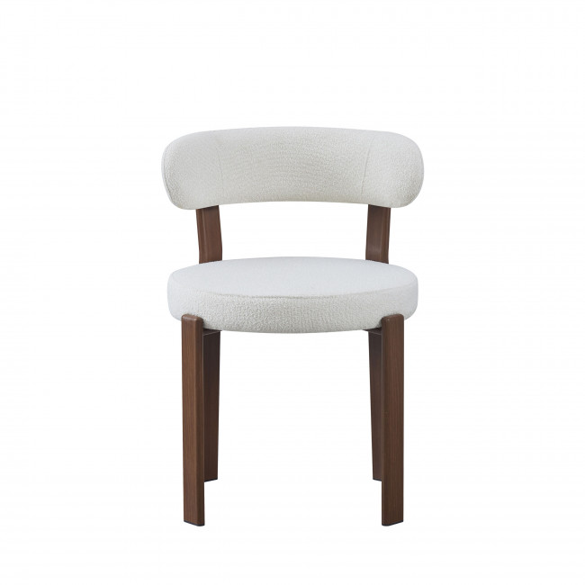 Izzy - Lot de 2 chaises en tissu bouclette piètement effet bois foncé