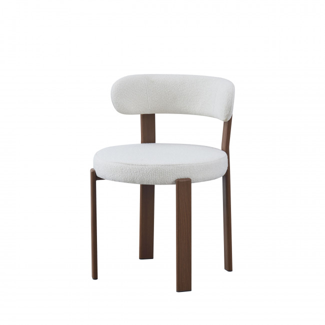 Izzy - Lot de 2 chaises en tissu bouclette piètement effet bois foncé