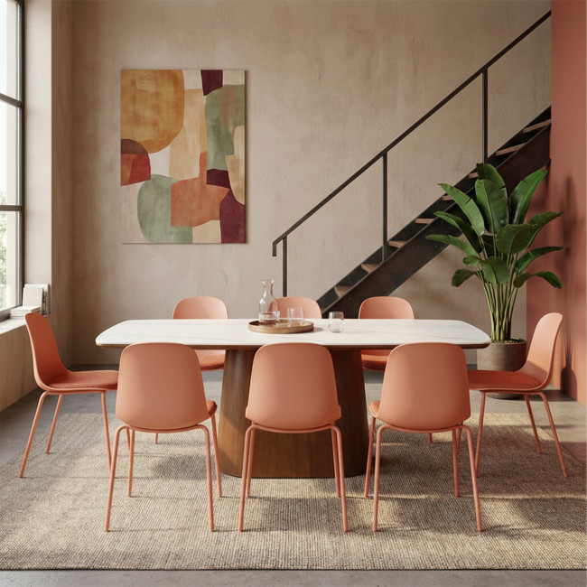 Linda - Lot de 2 chaises en tissu et métal pieds terracotta