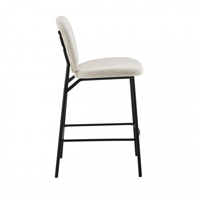 Dalby - Lot de 2 tabourets de bar en tissu bouclette et métal