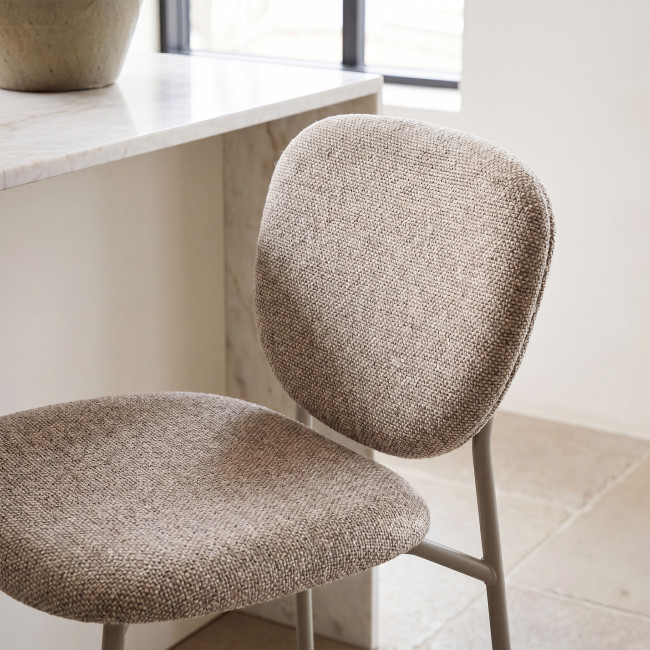 Dalby - Lot de 2 tabourets de bar en tissu pieds beiges H65cm