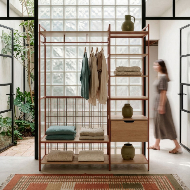 Aqaba - Kit dressing modulable 2 éléments en métal et bois L140xH179,5cm 