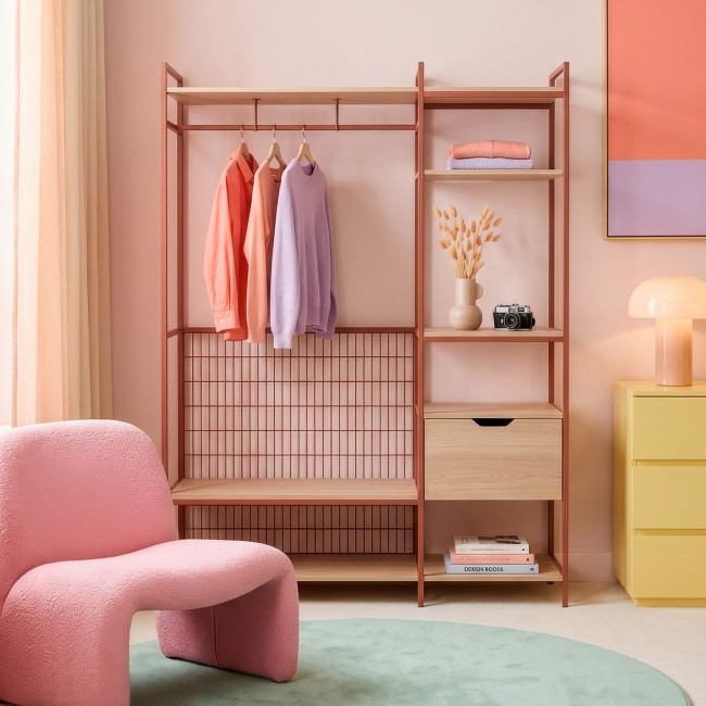 Aqaba - Kit dressing modulable 2 éléments en métal et bois L140xH179,5cm 