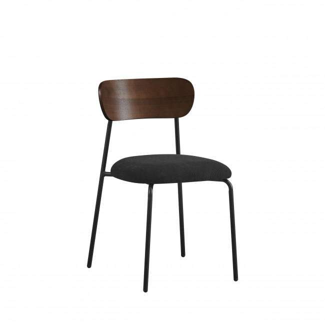 Jess - Lot de 2 chaises en bois foncé velours côtelé et métal 