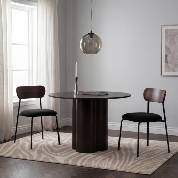 Jess - Lot de 2 chaises en bois foncé velours côtelé et métal 