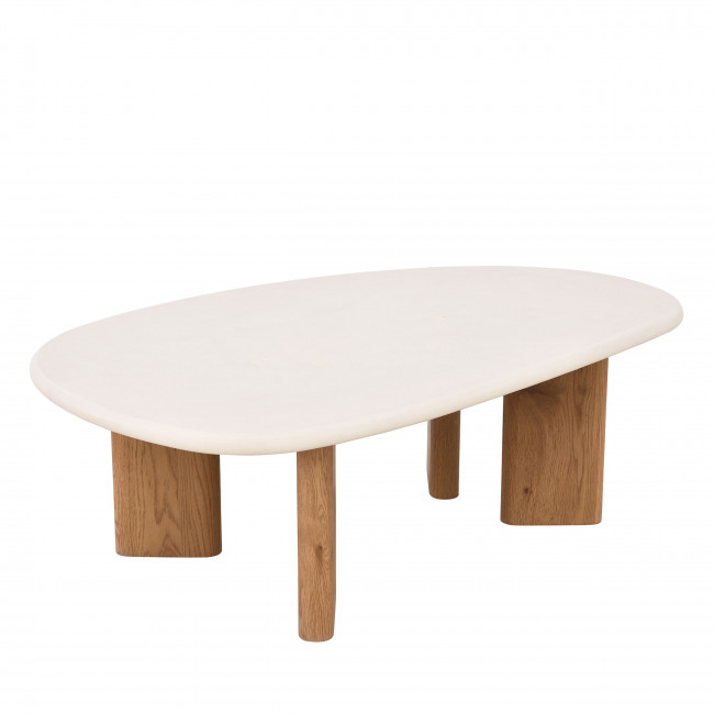 Sylina - Table basse organique effet béton et bois L130cm