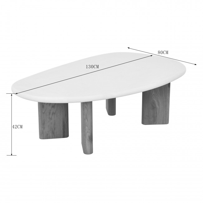 Sylina - Table basse organique effet béton et bois L130cm