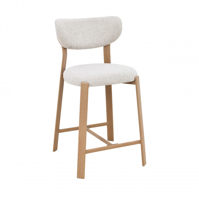 Lunara - Lot de 2 chaises de bar en tissu piètement effet bois clair H65cm