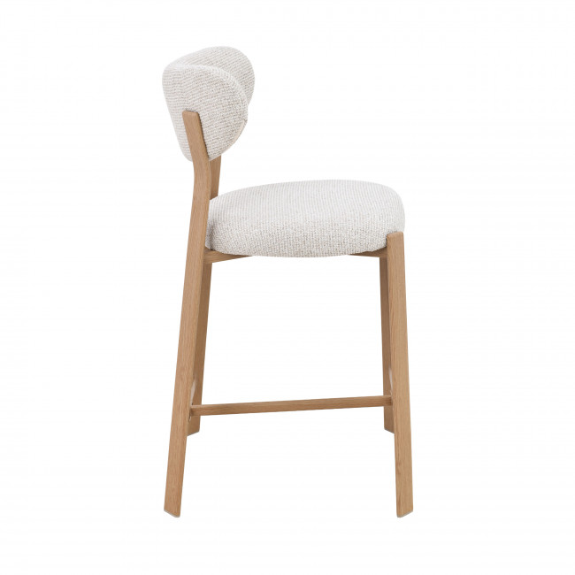 Lunara - Lot de 2 chaises de bar en tissu piètement effet bois clair H65cm