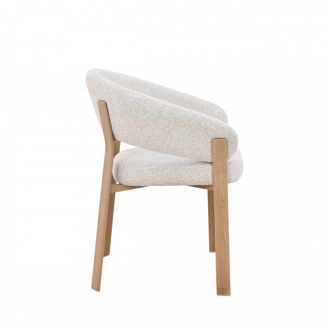 Embo - Lot de 2 fauteuils de table en tissu piètement effet bois clair