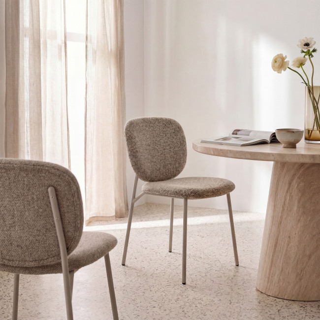 Dalby - Lot de 2 chaises en tissu pieds beiges