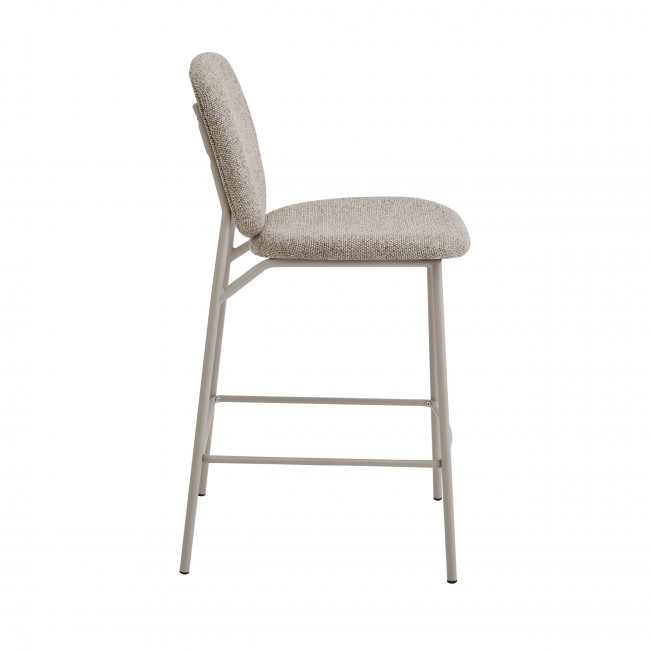 Dalby - Lot de 2 tabourets de bar en tissu pieds beiges H65cm