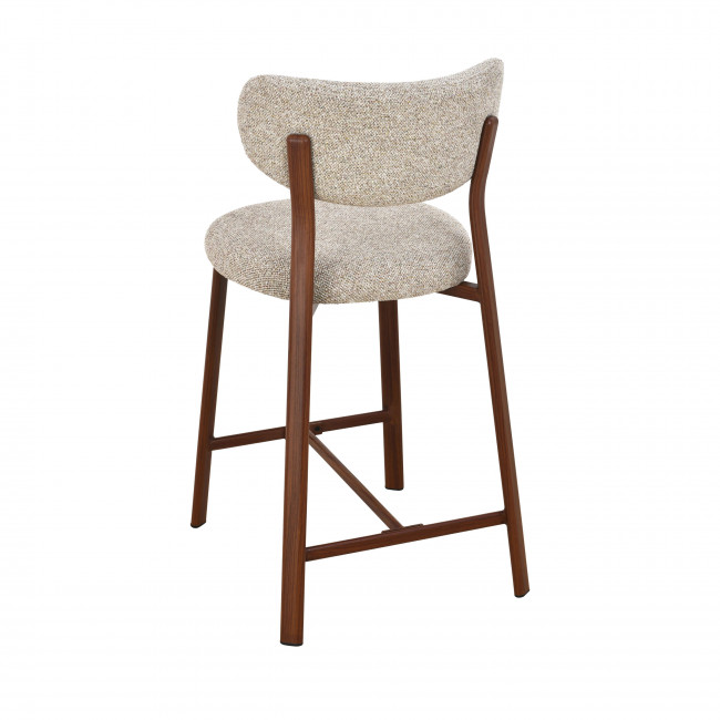 Lunara - Lot de 2 chaises de bar en tissu piètement effet foncé bois H65cm