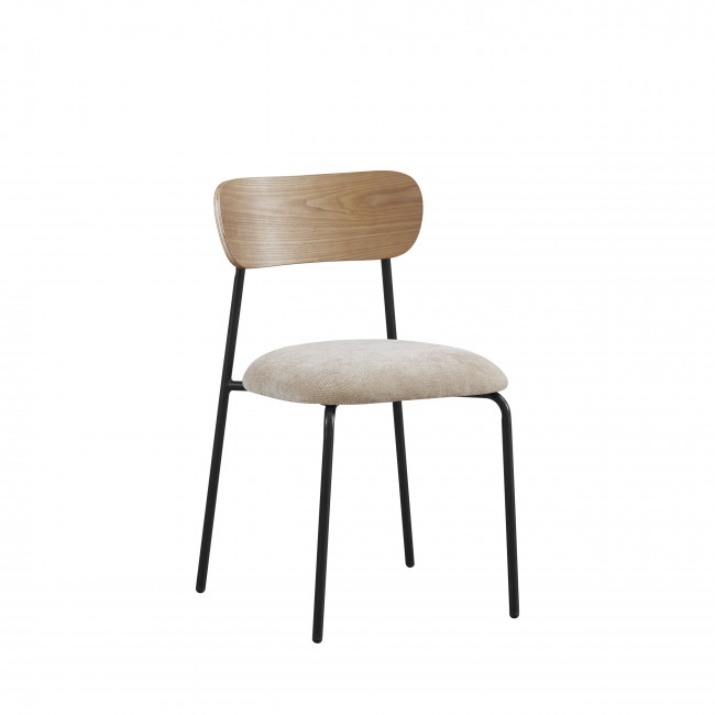Jess - Lot de 2 chaises en bois clair, tissu et métal 
