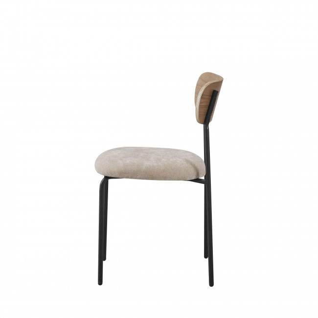 Jess - Lot de 2 chaises en bois clair, tissu et métal 