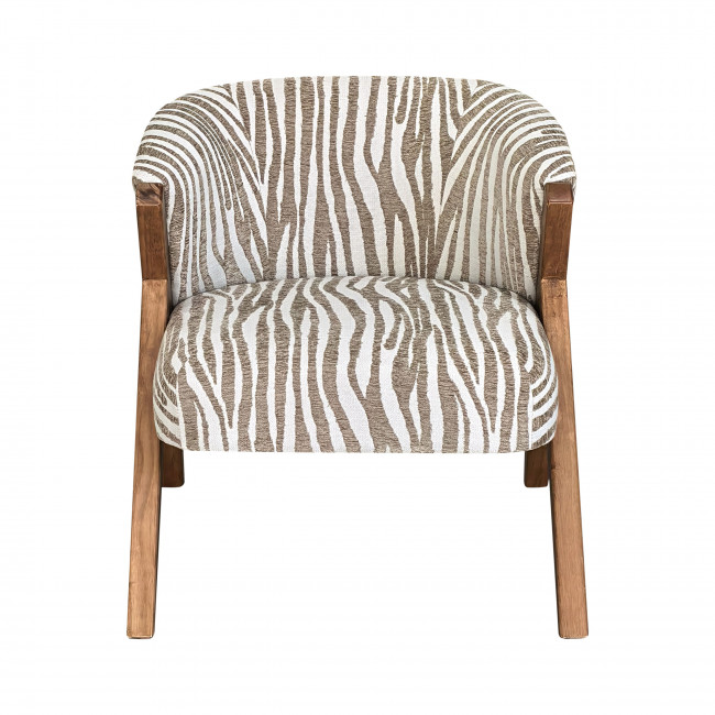 Malou - Fauteuil en tissu et bois imprimé zèbre
