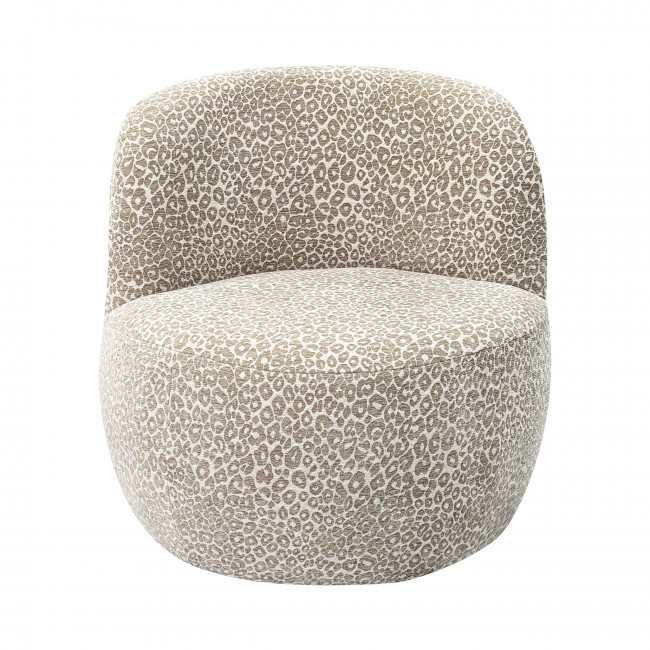 Mo - Fauteuil rond en tissu imprimé léopard